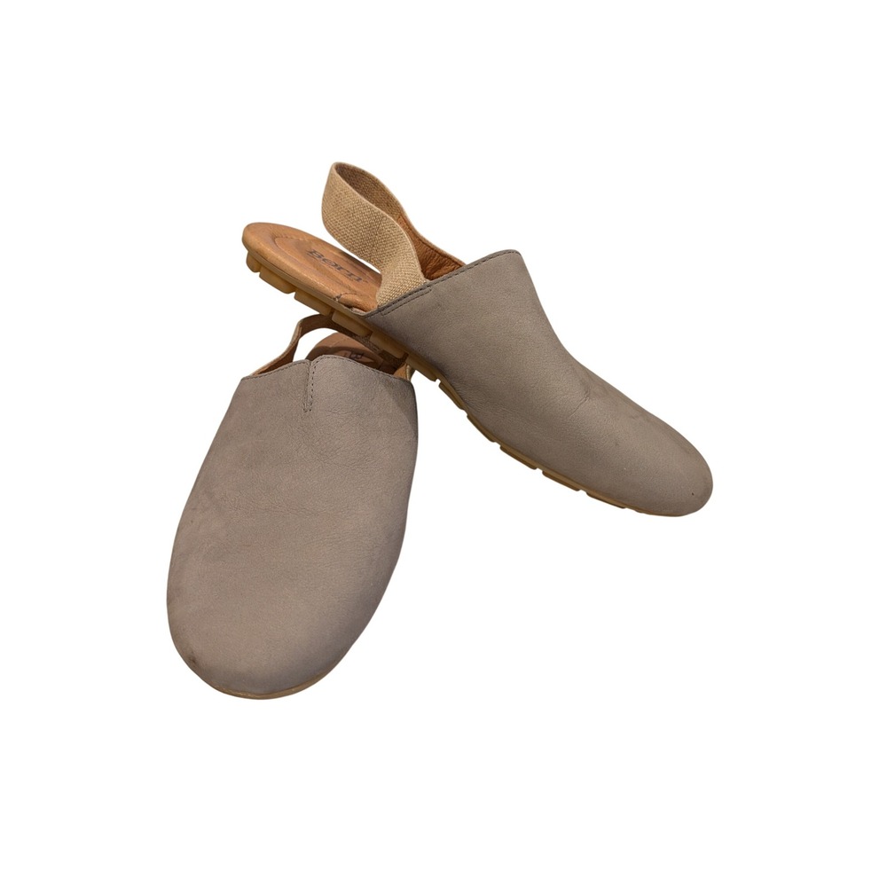Born Slingback Flats Womens 11M Grey Leather Elastic Strap Round Toe F42842